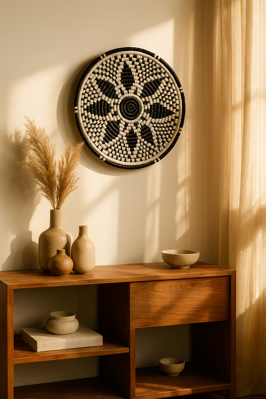 Sunburst Sabai Grass Handwoven Wall Décor Basket