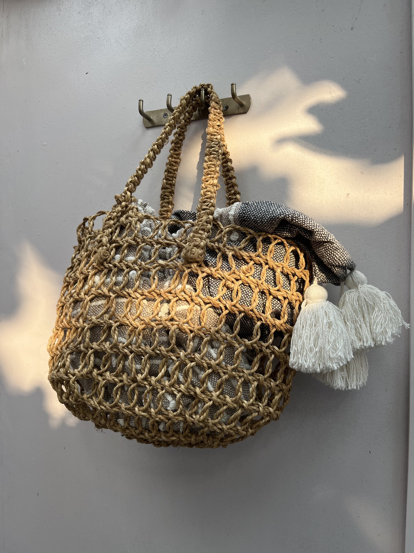 Classic Sabai Grass Straw Beach Bag