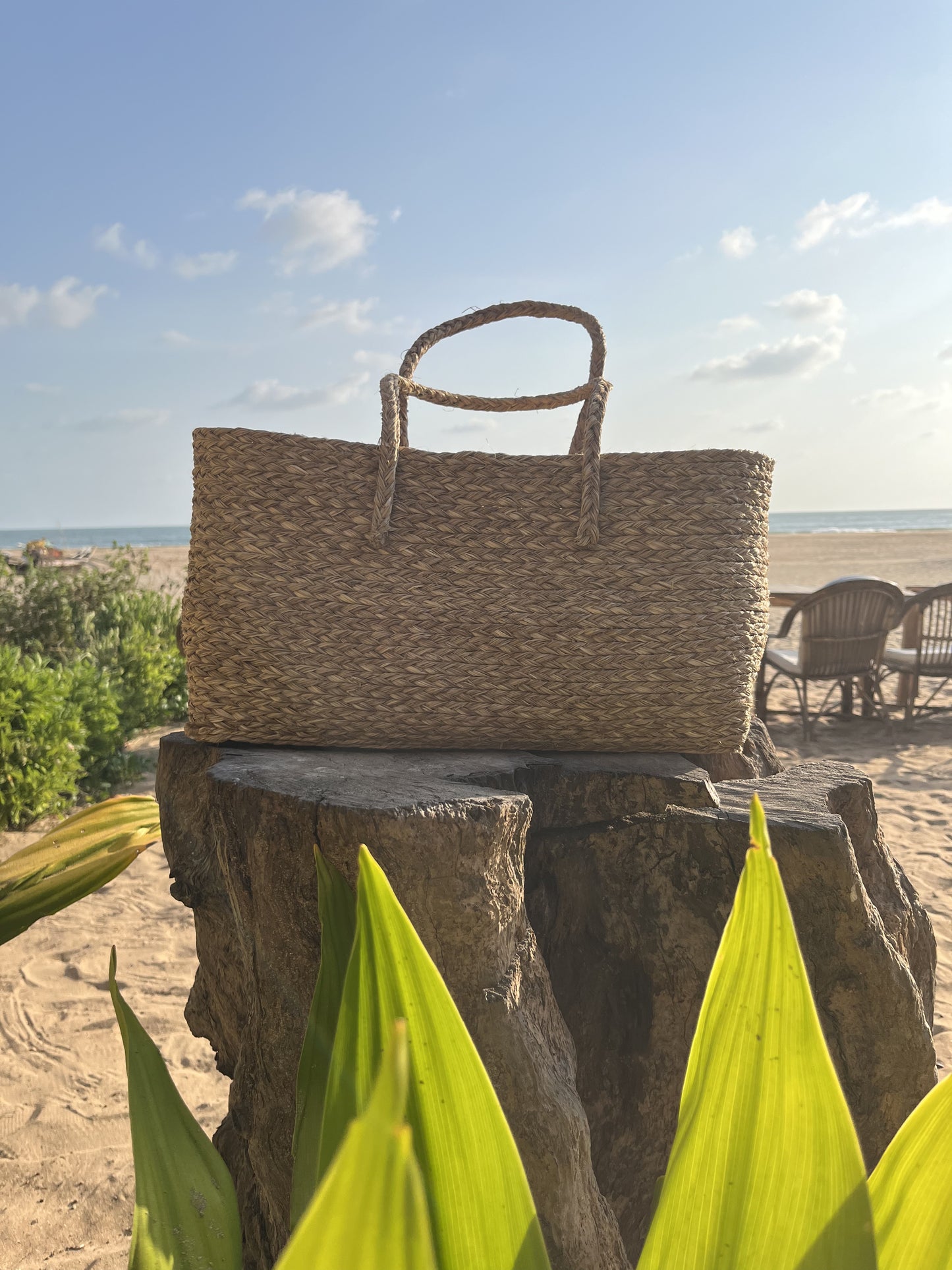 Sabai Grass Handwoven Beach Tote Bag