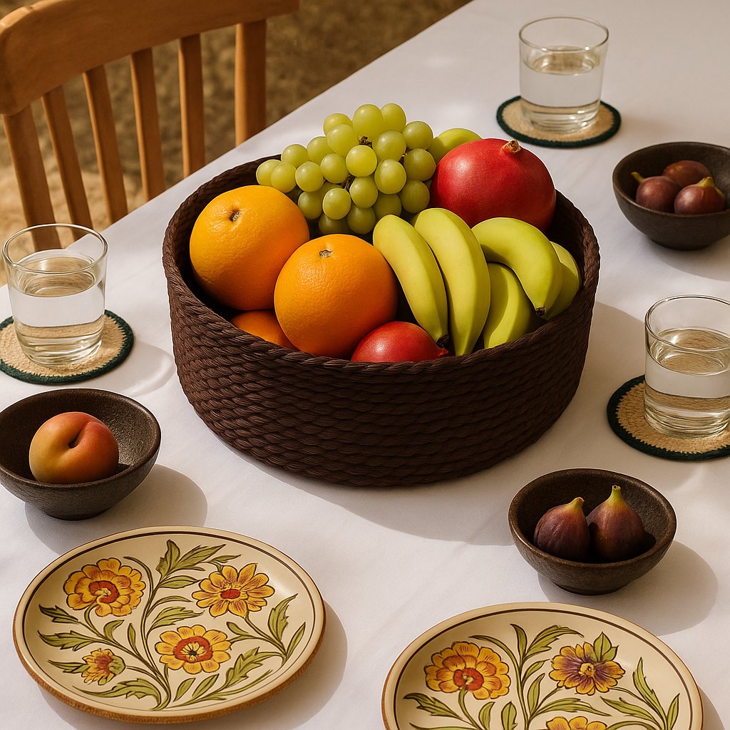 Handcrafted Sabai Grass Brown Fruit Tray