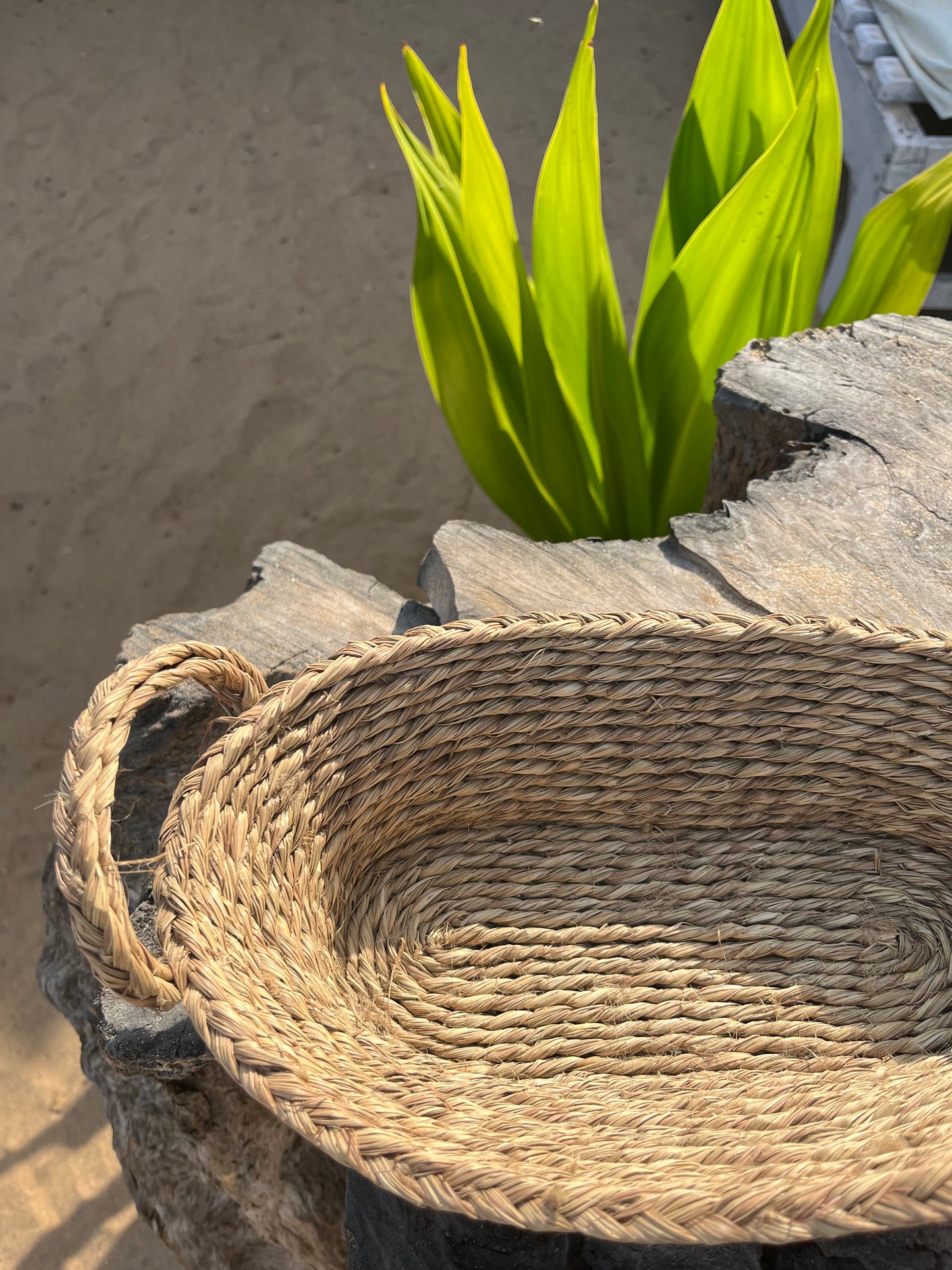 Handcrafted Sabai Grass Bread Basket with Handles - Multi-Purpose & Eco-Friendly