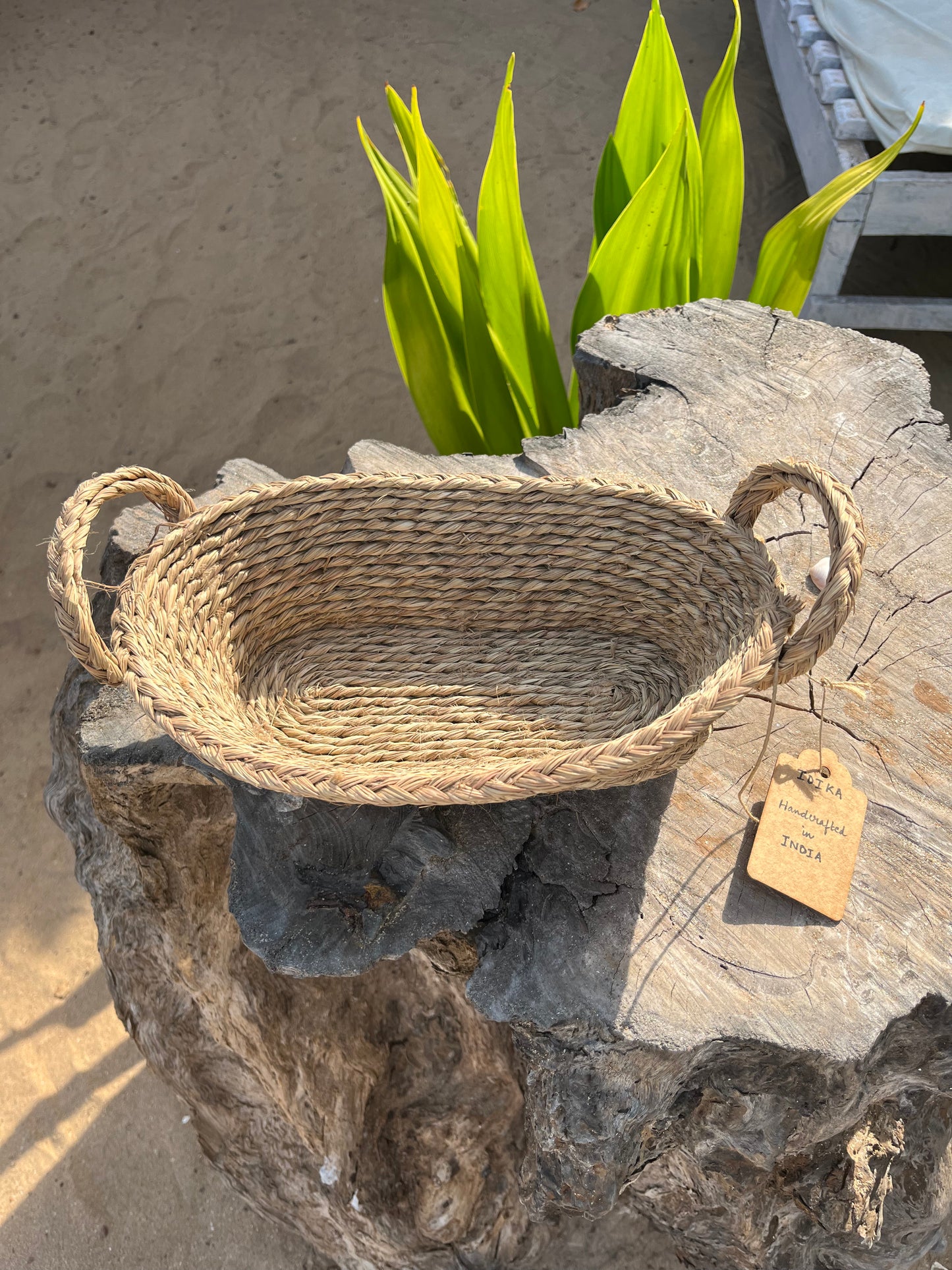 Handcrafted Sabai Grass Bread Basket with Handles - Multi-Purpose & Eco-Friendly