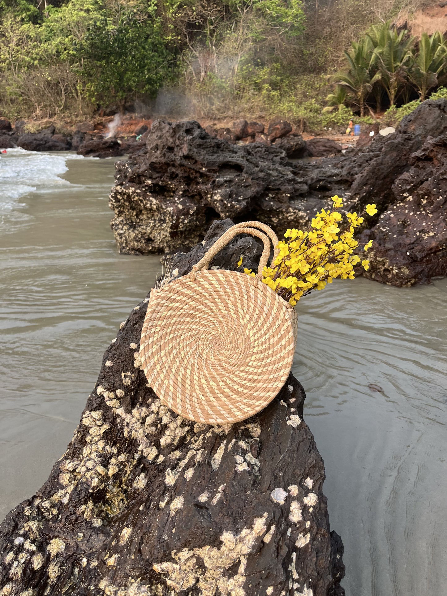 Handcrafted Sabai Grass Round Shoulder Bag - Eco-Friendly, Versatile & Stylish Outing