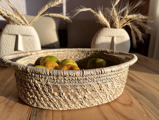 Handcrafted Sabai Grass Fruit Tray with Handles - Versatile, Eco-Friendly & Stylish