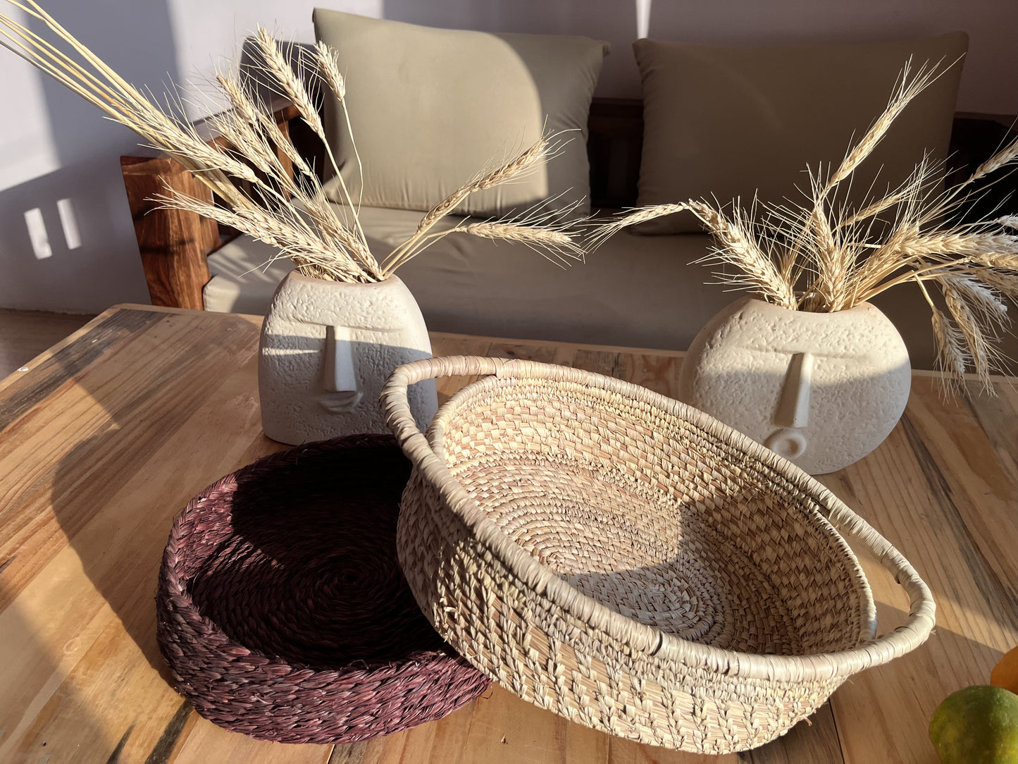 Handcrafted Sabai Grass Fruit Tray with Handles - Versatile, Eco-Friendly & Stylish